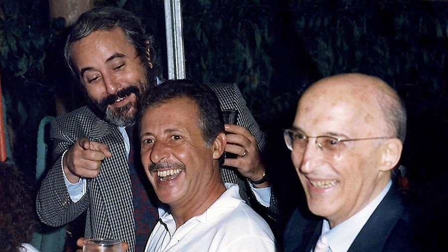 Giovanni Falcone, Paolo Borsellino e Antonino Caponnetto sorridenti